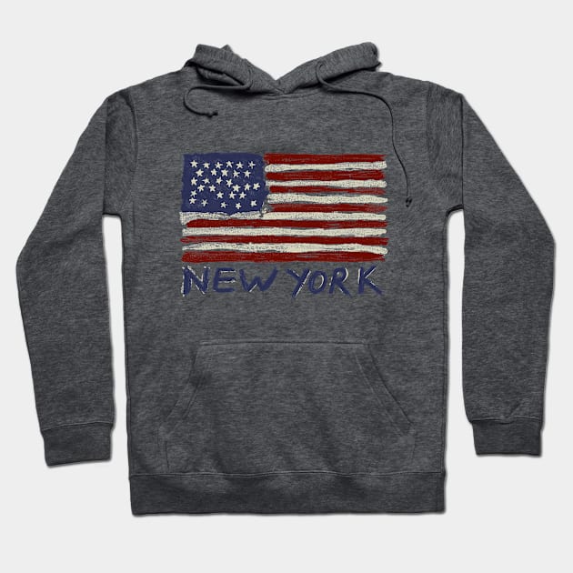 New York Painted Flag Souvenir Tee Hoodie by FireflyCreative